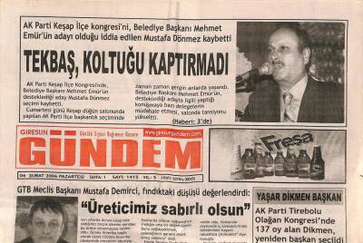 Giresun Gündem Gazetesi 6 Şubat 2006 - Şair-Yazar Durcan Yaşacan , Guinesse Hazırlanıyor GZ96150 - 1