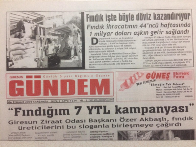 Giresun Gündem Gazetesi 6 Temmuz 2005 - Fındık Böyle Döviz Kazandırıyor GZ24077 - 1