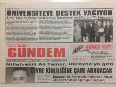 Giresun Gündem Gazetesi 7 Haziran 2005 - Fındık İhracatı Sevindiriyor GZ24007 - 1
