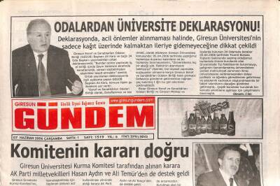 Giresun Gündem Gazetesi 7 Haziran 2006 - Başbakan Erdoğan Geliyor GZ108269 - 1