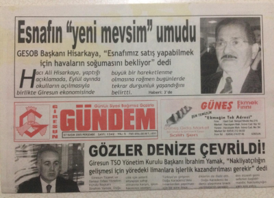 Giresun Gündem Gazetesi 7 Kasım 2005 - Gözler Denize Çevrildi GZ24101 - 1