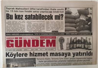 Giresun Gündem Gazetesi 7 Mayıs 2008 - Köylere Hizmet Masaya Yatırıldı GZ28886 - 1