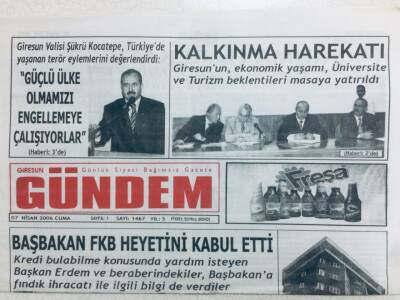Giresun Gündem Gazetesi 7 Nisan 2006 - Başbakan FKB Heyetini Kabul Etti GZ41385 - 1