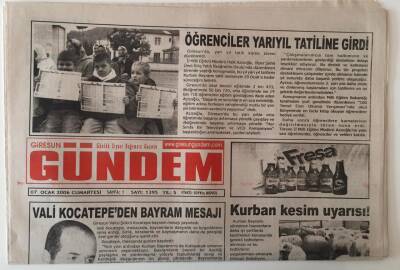 Giresun Gündem Gazetesi 7 Ocak 2006 - Vali Kocatepeden Bayram Mesajı GZ28876 - 1