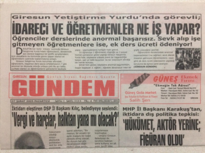 Giresun Gündem Gazetesi 7 Şubat 2005 - Hükümet Aktör Yerine Figüran Oldu GZ24035 - 1