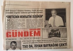 Giresun Gündem Gazetesi 7 Temmuz 2006 - Fiskobirlik Görevini Yapmıyor Hükümet Devreye Girmeli GZ10989 - 2