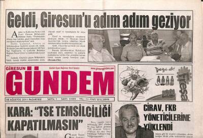 Giresun Gündem Gazetesi 8 Ağustos 2011 - Kara TSE Temsilciliği Kapatılmasın GZ108098 - 1
