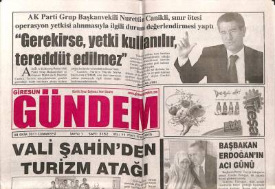 Giresun Gündem Gazetesi 8 Ekim 2011 - Vali Şahinden Turizm Atağı GZ108108 - 1