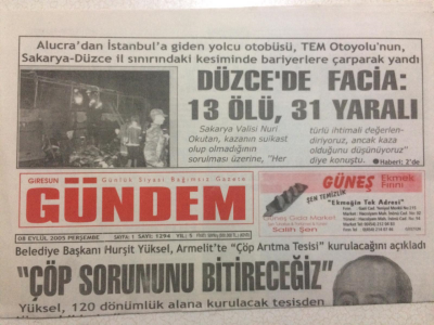 Giresun Gündem Gazetesi 8 Eylül 2005 - Düzcede Facia.13 Ölü GZ24107 - 1