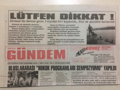 Giresun Gündem Gazetesi 8 Haziran 2005 - Uluslararası Hukuk Programları Sempozyumu Yapıldı GZ24006 - 1