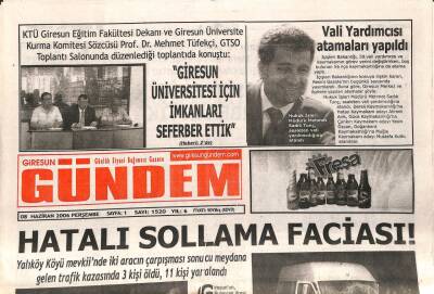 Giresun Gündem Gazetesi 8 Haziran 2006 - Giresun Fırkateyni İstanbulda GZ108267 - 1