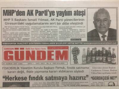 Giresun Gündem Gazetesi 8 Haziran 2007 - Mhpden Ak Parti ye Yaylım Ateşi GZ34721 - 1