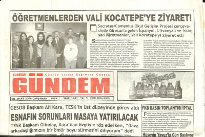 Giresun Gündem Gazetesi 8 Mart 2006 - Esnafın Sorunları Masaya Yatırılacak GZ101534 - 2