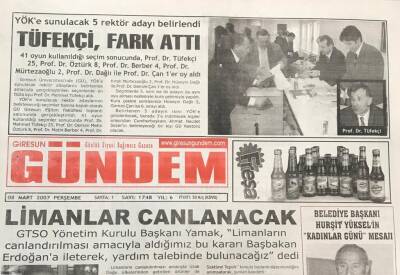 Giresun Gündem Gazetesi 8 Mart 2007-GTSO Yönetim Kurulu Başkanı Yamak Limanlar Canlanacak GZ30864 - 1
