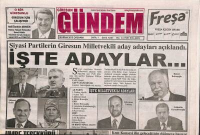 Giresun Gündem Gazetesi 8 Nisan 2015 - Siyasi Partilerin Giresun Milletvekili Aday Adayları Açıklandı GZ84870 - 1