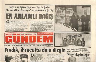 Giresun Gündem Gazetesi 8 Şubat 2006 - Fındık İhracatta Dolu Dizgin GZ101521 - 1