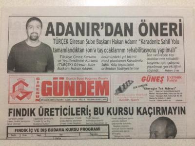 Giresun Gündem Gazetesi 9 Kasım 2005 - Fındık Üreticileri Bu Kursu Kaçırmayın GZ24102 - 1