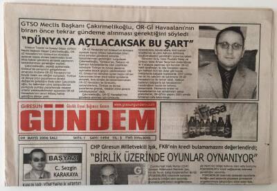 Giresun Gündem Gazetesi 9 Mayıs 2006 - Birlik Üzerinde Oyunlar Oynanıyor GZ28872 - 1