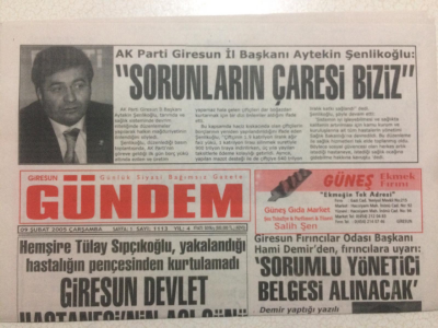 Giresun Gündem Gazetesi 9 Şubat 2005 - Aytekin ŞenlikoğluSorunların Çaresi Biziz GZ24097 - 1
