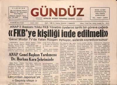 Giresun Gündüz Gazetesi 20 Ocak 1995 - ANAP Genel Başkan Yardımcısı Dr. Burhan Kara Şehrimizde GZ79702 - 1