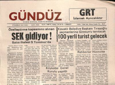 Giresun Gündüz Gazetesi 30 Haziran 1995 - Özelleştirme Kapsamına Alınan SEL Gidiyor, Satış İhalesi 5 Temmuz`da GZ79709 - 1