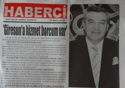 Giresun Haberci Gazetesi 16 Mart 2015-Halil İbrahim Şengün Giresuna Hizmet Borcum Var GZ45774 - 1