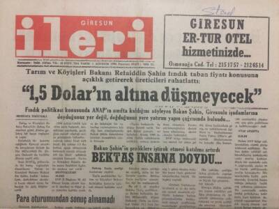 Giresun İleri Gazetesi 1 Ağustos 1994 - Fındık 1.5 Doların Altına Düşmeyecek GZ38327 - 1