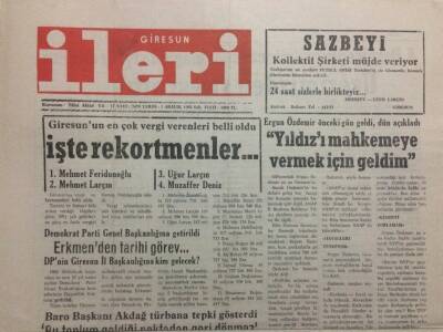 Giresun İleri Gazetesi 1 Aralık 1992 - Giresunun Vergi Rekortmenleri Belli Oldu GZ32499 - 1