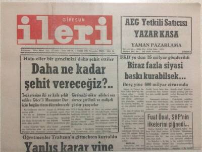 Giresun İleri Gazetesi 1 Ekim 1992 - Daha Ne Kadar Şehit Vereceğiz GZ32481 - 1