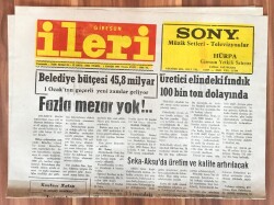 Giresun İleri Gazetesi 1 Kasım 1991 Belediye Bütçesi 45.8 Milyar GZ1790 - 2