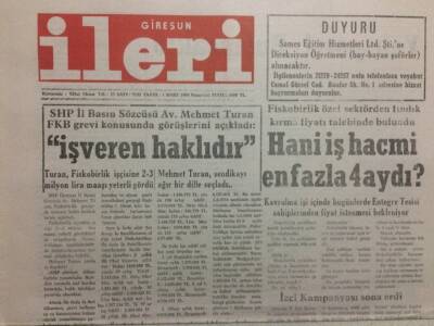 Giresun İleri Gazetesi 1 Mart 1993 - Hani İş Hacmi En Fazla 4 Aydı GZ32432 - 1