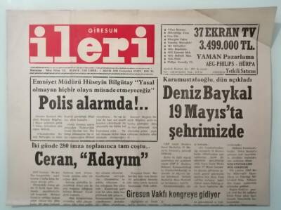 Giresun İleri Gazetesi 1 Mayıs 1993 Giresun Vakfı Kongreye Gidiyor -GZ33319 - 1