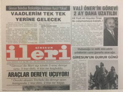 Giresun İleri Gazetesi 1 Nisan 2004 - Araçlar Dereye Uçuyor GZ32373 - 1