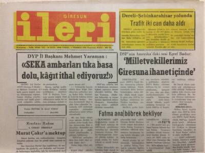Giresun İleri Gazetesi 1 Temmuz 1991 - Seka Ambarları Dolu,Kağıt İthal Ediyoruz GZ32553 - 1