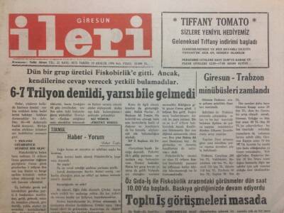 Giresun İleri Gazetesi 10 Aralık 1996 - 6-7 Trilyon Dendi Yarısı Bile Gelmedi GZ38341 - 1