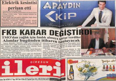 Giresun İleri Gazetesi 10 Ekim 2011 - Bektaş Yaylasında Cinayet GZ108197 - 1
