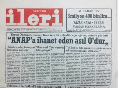 Giresun İleri Gazetesi 10 Eylül 1992 - Burhan Kara Anapa İhanet Etti GZ41458 - 1