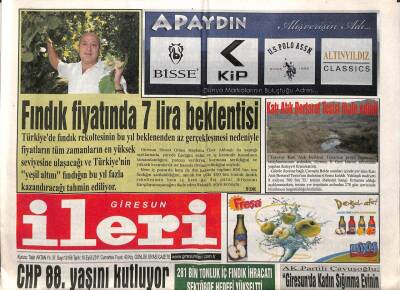 Giresun İleri Gazetesi 10 Eylül 2011 - CHP 88.Yılını Kutluyor GZ108299 - 1