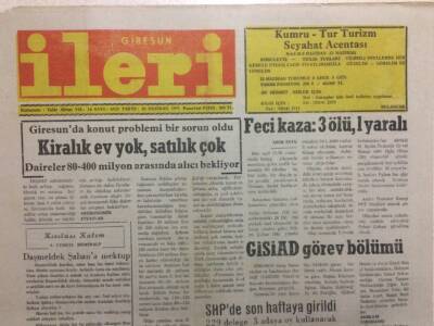 Giresun İleri Gazetesi 10 Haziran 1991 - Kiralık Ev Yok Satılık Çok GZ32559 - 1