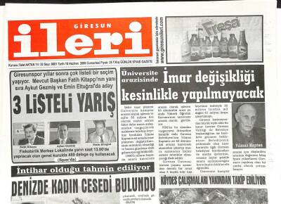 Giresun İleri Gazetesi 10 Haziran 2006 - Aykut Gezmiş Giresunspora Talibiz Kırgınlıklara Son Vereceğiz GZ108406 - 1
