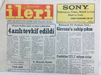 Giresun İleri Gazetesi 10 Mart 1992 - 4 Azılı Tevkif Edildi GZ41427 - 1