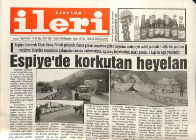 Giresun İleri Gazetesi 10 Mart 2008 - Espiyede Korkutan Heyelan GZ101699 - 1