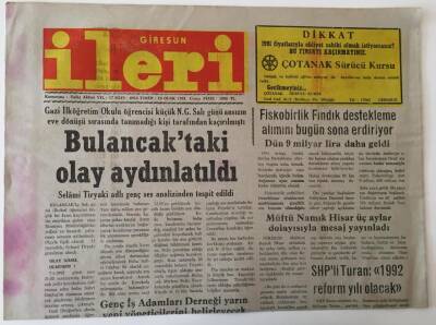 Giresun İleri Gazetesi - 10 Ocak 1992 - Giresun Filmi Muhteşem - GZ43847 - 2