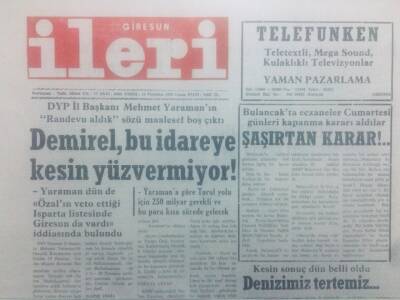 Giresun İleri Gazetesi 10 Temmuz 1992 - Sonuç Belli Oldu Denizimiz Tertemiz GZ42172 - 1