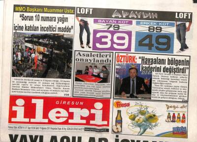 Giresun İleri Gazetesi 11 Ağustos 2011 - Yaylacılar İsyanda GZ108180 - 1