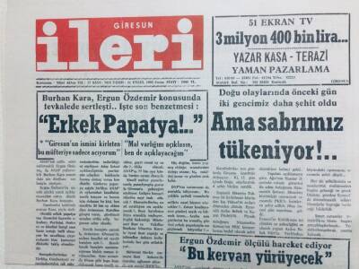 Giresun İleri Gazetesi 11 Eylül 1992 - Erkek Papatya GZ41442 - 1