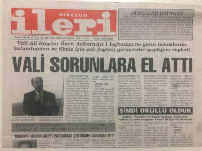 Giresun İleri Gazetesi 11 Eylül 2000 - Vali Sorunlara El Attı GZ38458 - 1