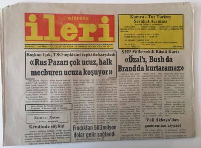 Giresun İleri Gazetesi 11 Haziran 1991 - Rus Pazarı Çok Ucuz , Halk Mecburen Ucuza Koşuyor GZ31200 - 1