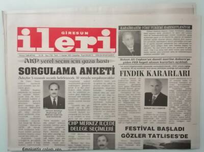 Giresun İleri Gazetesi 11 Haziran 2003 Festival Başladı Gözler Tatlısesde -GZ33314 - 1