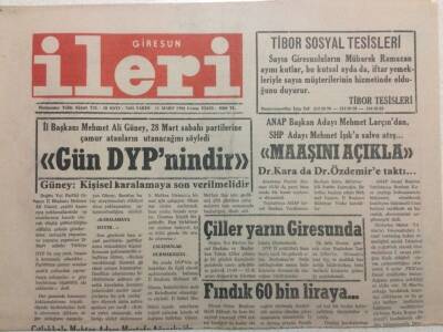 Giresun İleri Gazetesi 11 Mart 1994 - Gün DYPnindir GZ38299 - 1